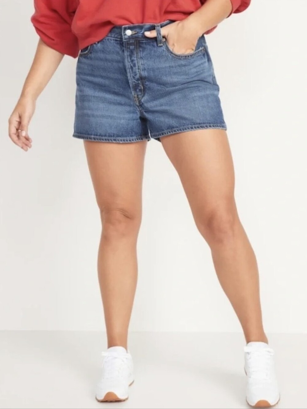 Old Navy Women Plus High Rise Slouchy Straight Jean Shorts Blue Size 22 NWT
